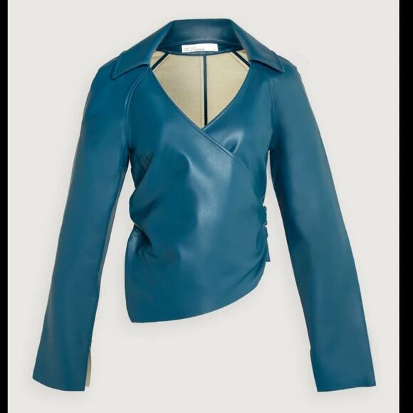 OAK + FORT VEGAN LEATHER WRAP TOP - Picture 1 of 16